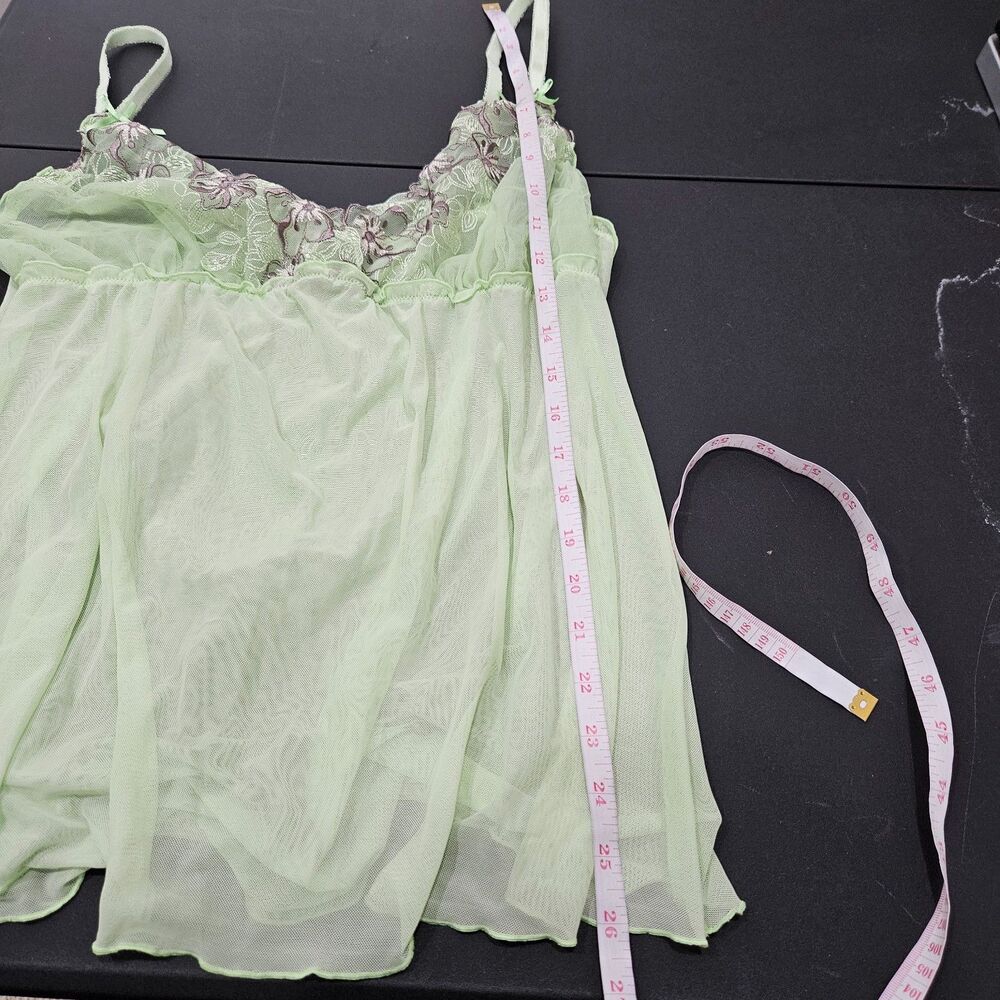 Womens Lacey Mesh Babydoll Top Size M Green Y2K Milkmaid Coquette Forest Fairy - Picture 8 of 9